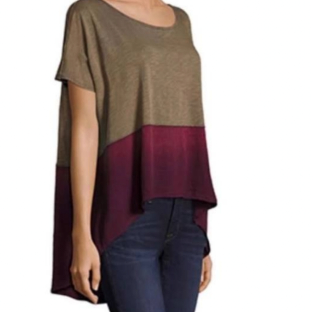 Free People HP! NWT top XS olive burgundy oversized - Picture 2 of 13
